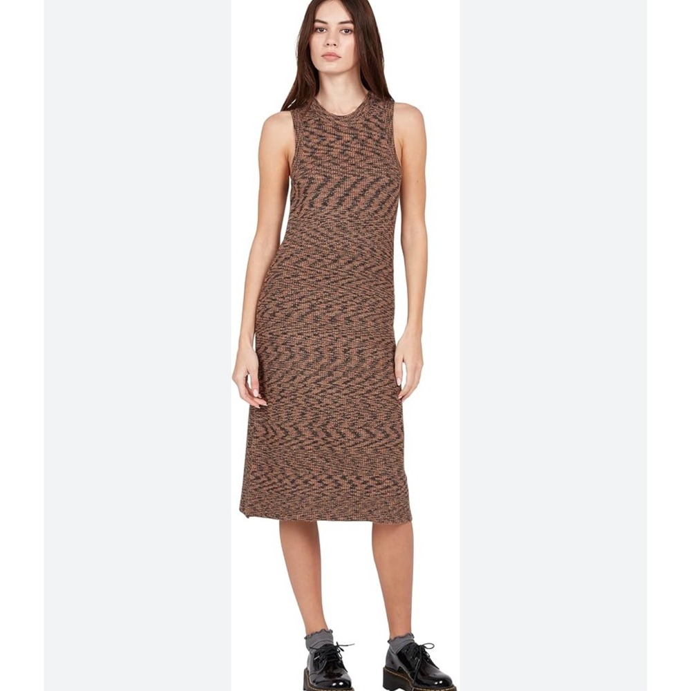 Volcom‎ Spacestone Sweater Knit Midi Dress Womens M Brown Bodycon Dress Casual